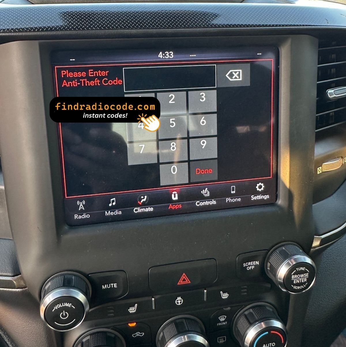 Chrysler Uconnect 8.4 UJM VP2_8.4 DT KL ROW
 radio unlock 4 digit code online for this radio